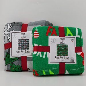 Christmas Warm & Snuggly Set of 2 Super Soft Blanket 60x50 Inch Cozy NWT